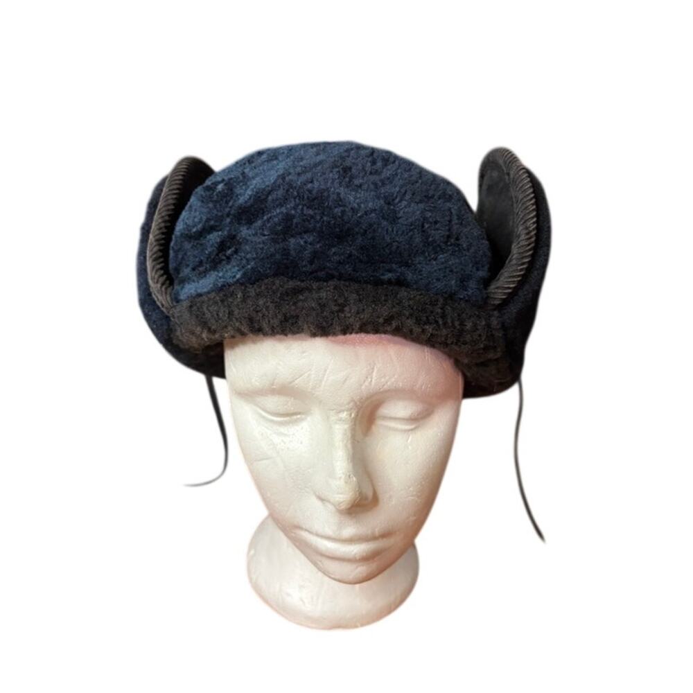 Vintage Prevost Trapper Hat XL Made Canada Navy Gray Ear Flap Aviator Small Fit